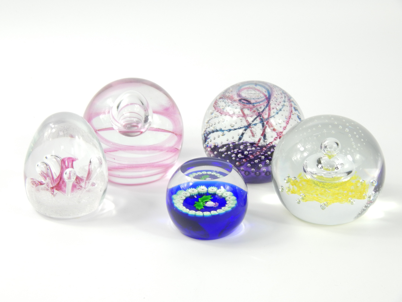 Appraisal: Caithness glass paperweights comprising Whirlpool Moonbeam Miniature Thistle Flamenco and