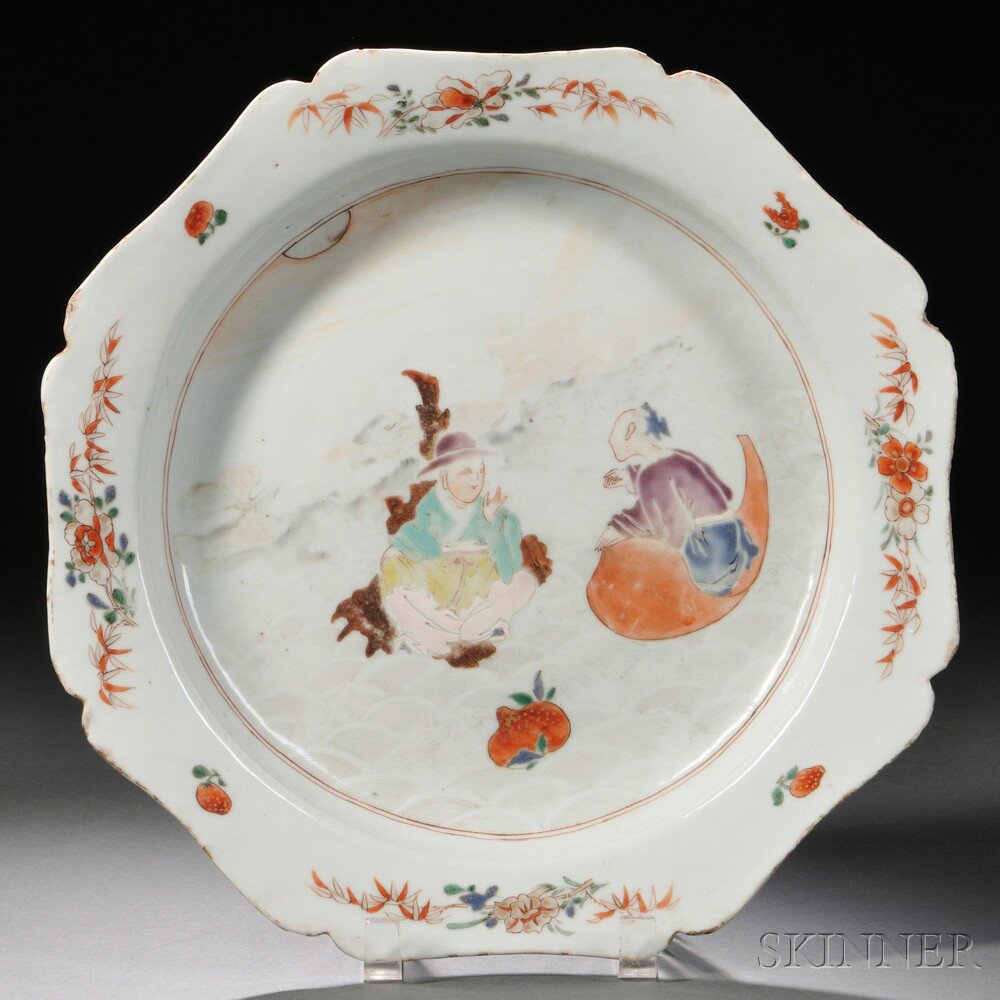 Appraisal: Famille Rose Export Charger China th th century with eight-lobed