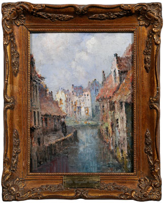 Appraisal: Painting manner Colin Campbell Cooper view of canal possibly Belgium