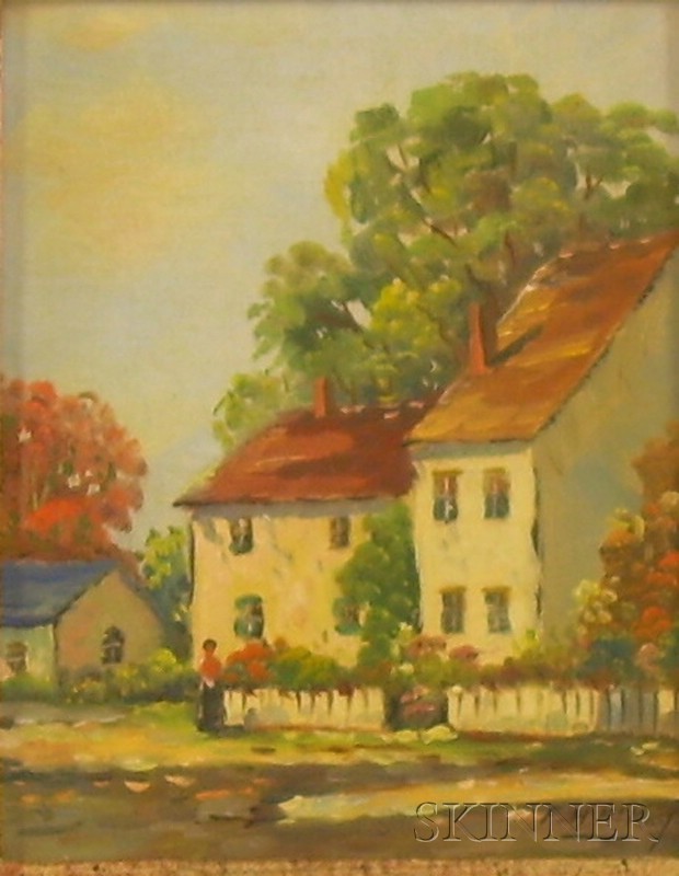 Appraisal: Frances H McKay American b Autumn Landscape with Houses Signed