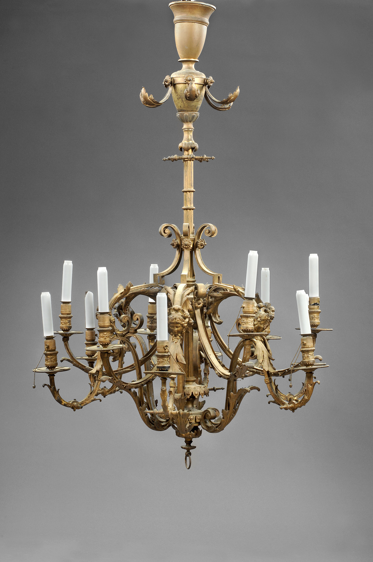 Appraisal: RENAISSANCE REVIVAL GILT-METAL TWELVE-LIGHT CHANDELIER LATE NINETEENTH CENTURY The reeded