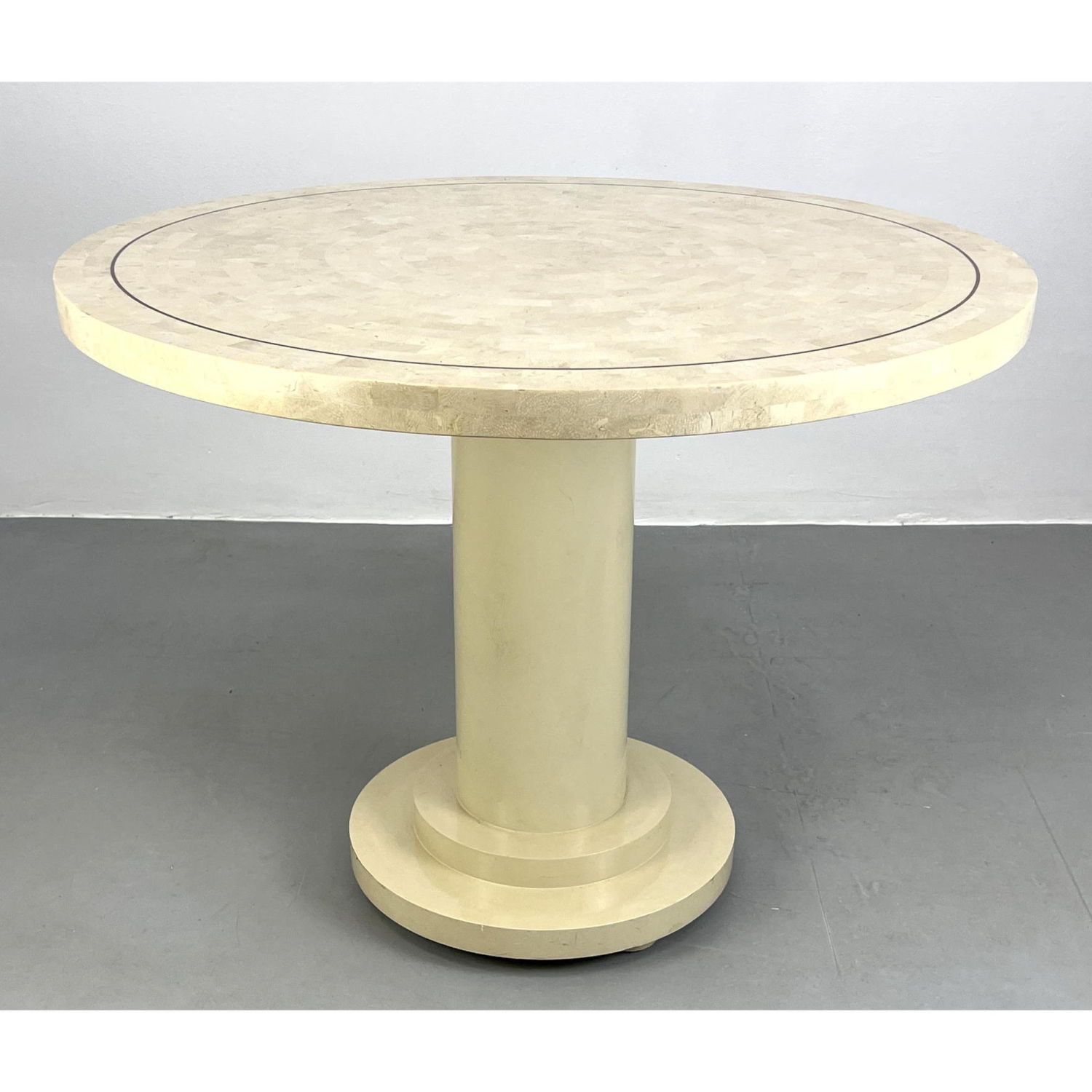 Appraisal: Maitland Smith Tessellated Stone Top Pedestal Dining Table Unmarked Dimensions