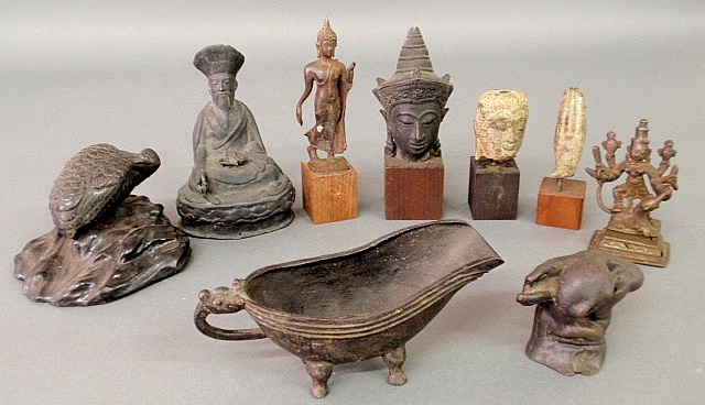 Appraisal: - Group of mostly Asian metal sculptures incl a h