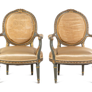 Appraisal: A Pair of Louis XVI Style Painted and Parcel Gilt