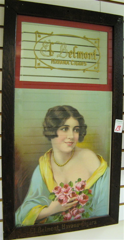 Appraisal: EL BELMONT HAVANA CIGARS ADVERTISING MIRROR so painted in gilt