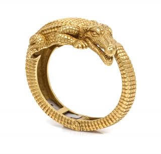 Appraisal: An Karat Yellow Gold Alligator Cuff Bracelet Kieselstein Cord dwts