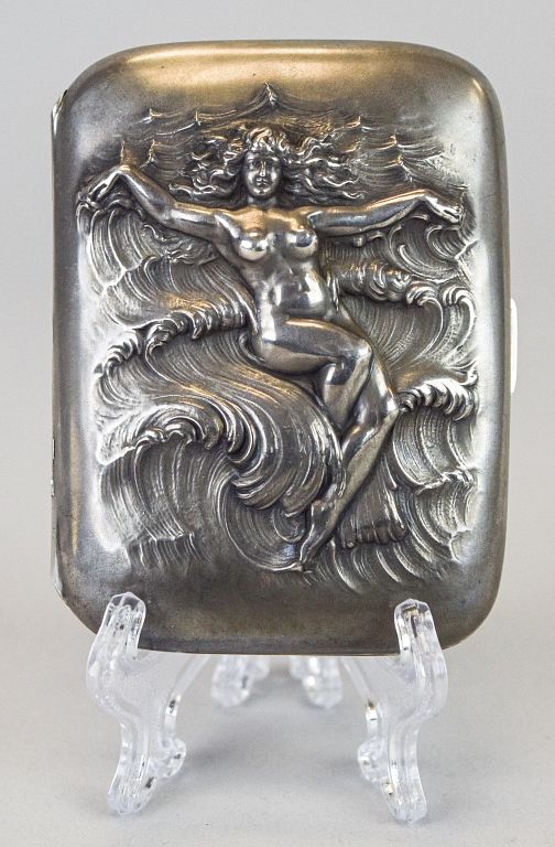 Appraisal: Unger Brothers Art Nouveau Sterling Cigarette Case American sterling silver