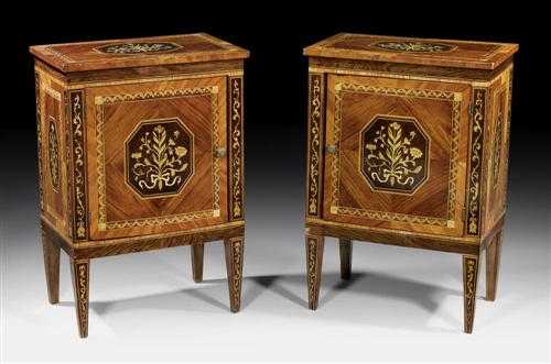 Appraisal: PAIR OF SMALL COMMODES A PORTES Louis XVI and later