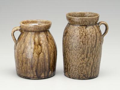 Appraisal: Two alkaline glaze stoneware jars one with slightly everted rim