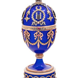 Appraisal: A Gold and Enameled Surprise Egg Manner of Faberg Second