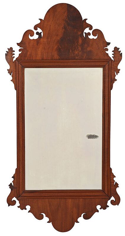 Appraisal: Chippendale Figured Mahogany Mirror British or American th century with