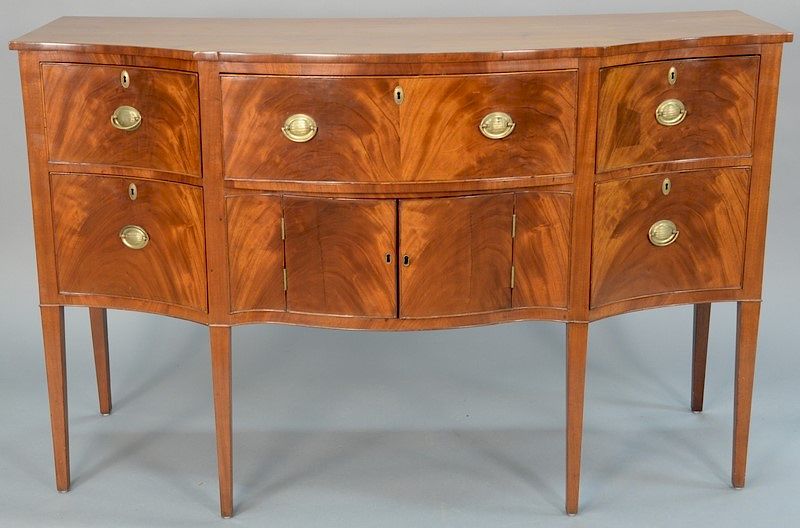 Appraisal: Federal mahogany sideboard center drawer pull out desk flanked by