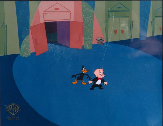 Appraisal: Box Office Bunny animation cel depicting Elmer Fudd and Daffy