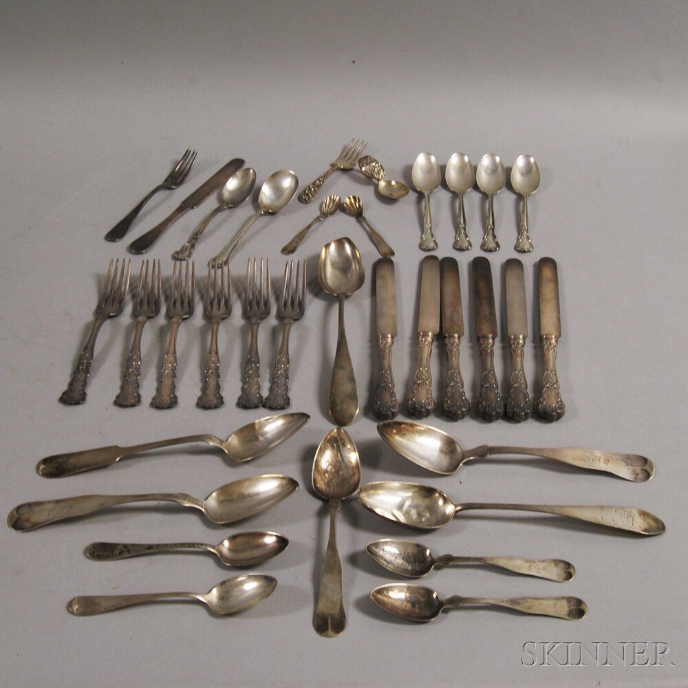 Appraisal: Small Group of Mostly Coin and Sterling Silver Flatware including