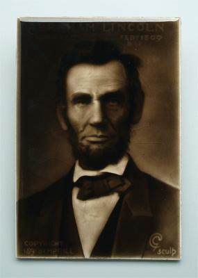 Appraisal: Lincoln photographic tile impressed on verso In Commemoration of the