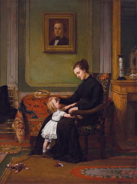 Appraisal: JULES RICHOMME French - Mother and Child oil on panel