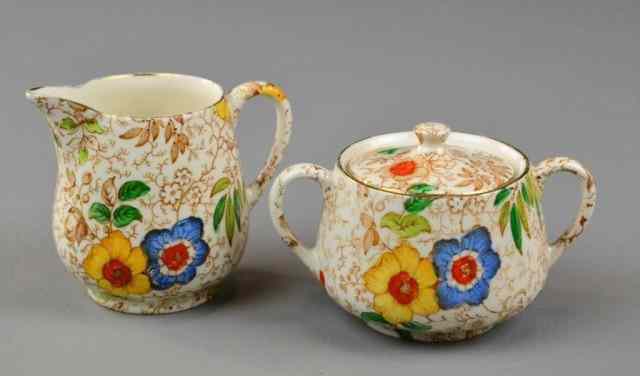 Appraisal: CHINTZWARE CREAM SUGAR - J KENTMatching cream and covered sugar