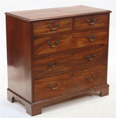 Appraisal: A George III mahogany chest the moulded rectangular top over