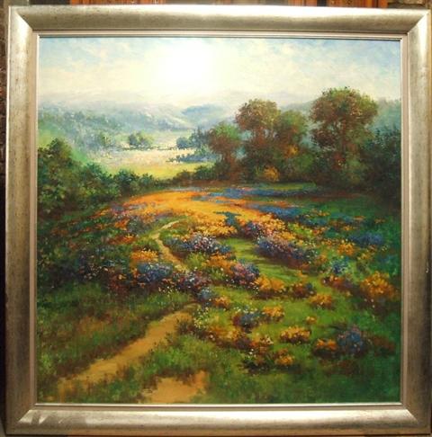 Appraisal: TH CENTURY WILD FLOWERS Oil on canvas x in sight