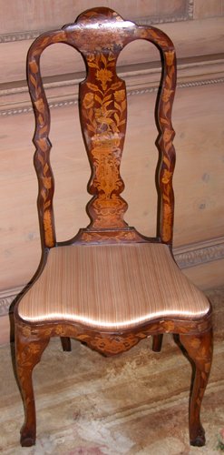 Appraisal: Title Dutch Marquetry Side Chair with ball and claw feet