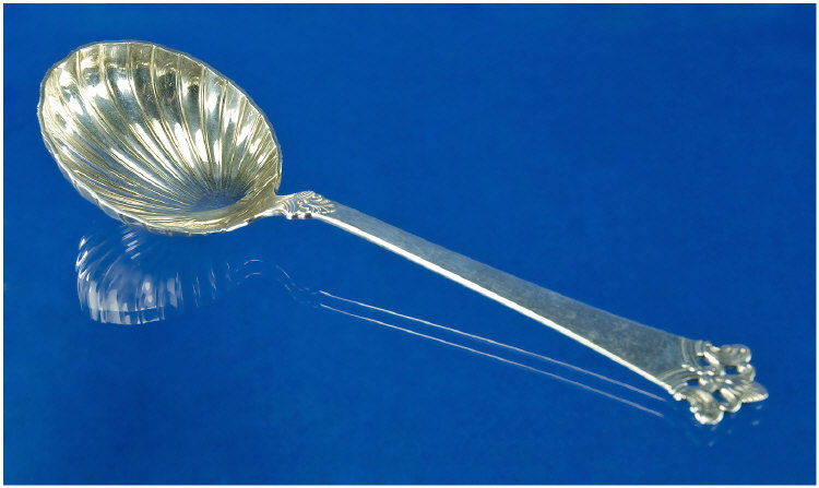 Appraisal: Norwegian Silver Fruit Serving Spoon The Finial With Scroll And