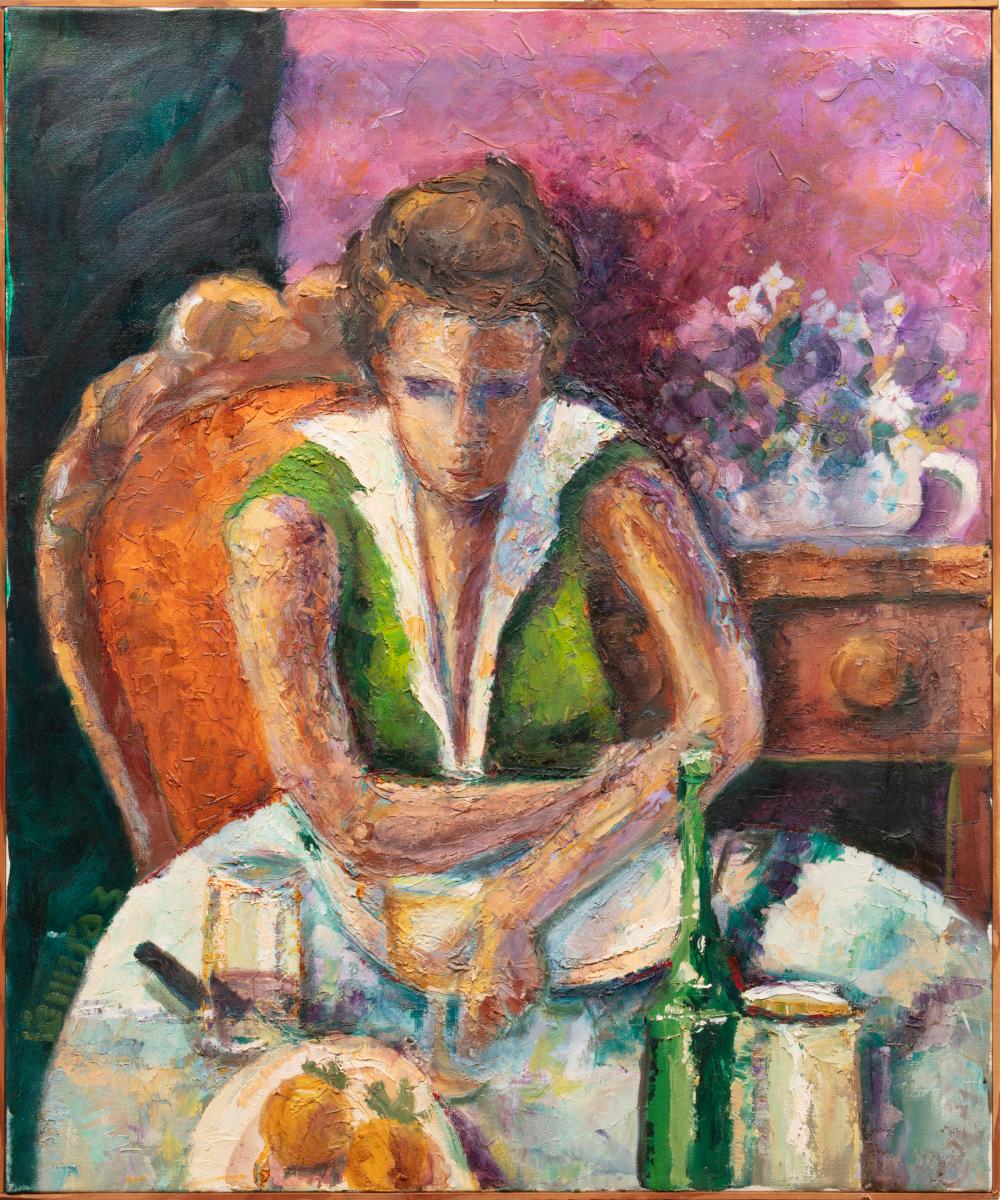 Appraisal: Latin American School th c Woman at Table oil on