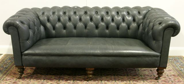 Appraisal: A Victorian leather chesterfield sofa restored