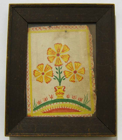 Appraisal: Watercolor fraktur bookplate th c x