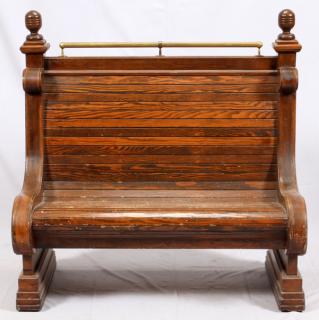 Appraisal: OAK PEW STYLE BENCH OAK PEW STYLE BENCH H W