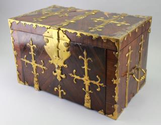 Appraisal: Early th C Brass Bound Walnut Money Chest Early th