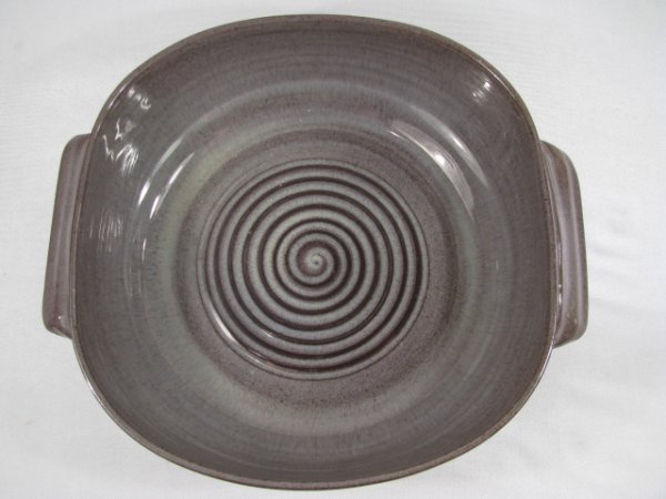 Appraisal: Scheier studio pottery spiral base bowl with handles and gray