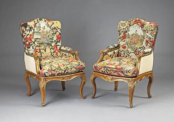 Appraisal: A suite of Italian Rococo painted and parcel gilt needlework