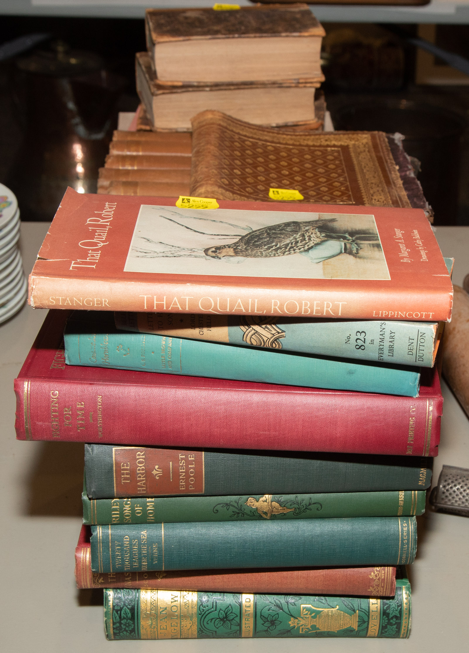 Appraisal: ASSORTED VINTAGE NOVELS Includes Dickens Longfellow and leather book covers