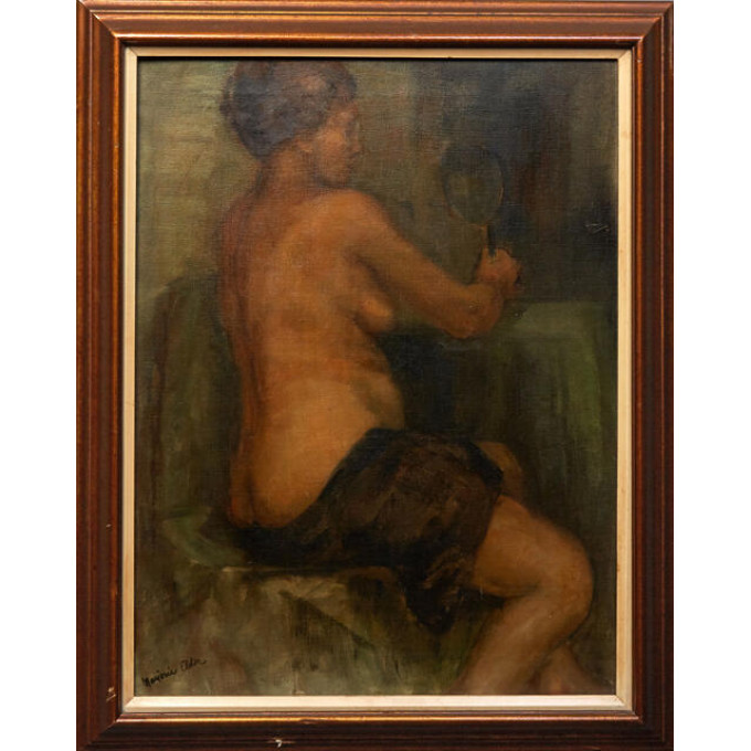 Appraisal: Marjorie Elder Portrait of a Seated Nude with Mirror early