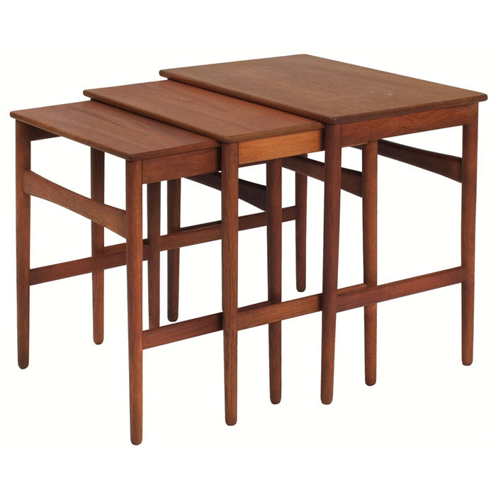 Appraisal: Hans Wegner nesting tables by Andreas Tuck s three nesting