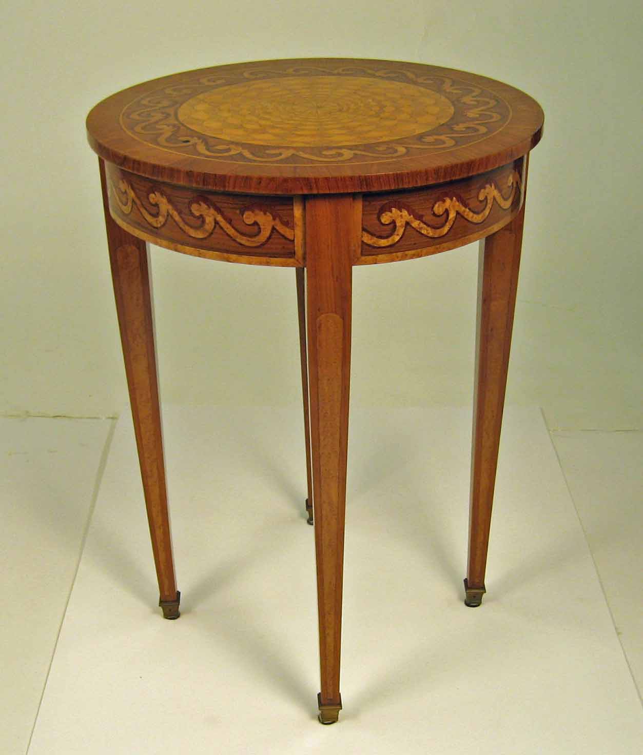 Appraisal: Louis XVI style walnut tulipwood bird's-eye maple and marquetry gueridon