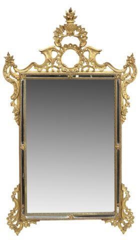 Appraisal: Italian Florentine giltwood mirror th c having large floral urn