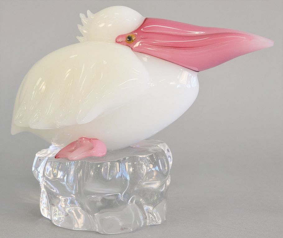 Appraisal: Pino Signoretto Murano pelican clear white and pink Murano glass