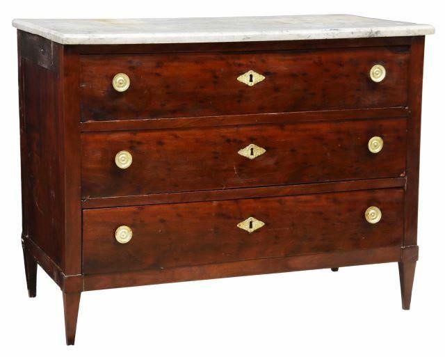 Appraisal: Italian Neoclassical marble-top commode th c fitted with three drawers