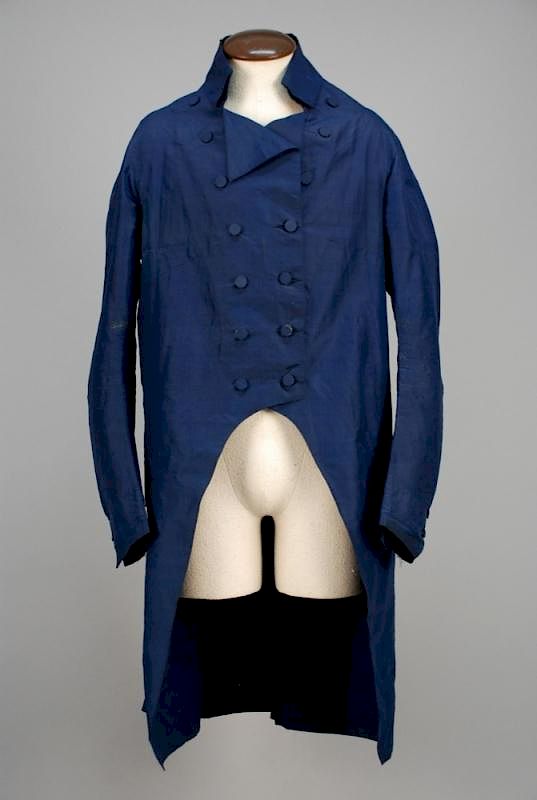 Appraisal: GENTS SILK COAT EARLY th C Double breasted navy blue