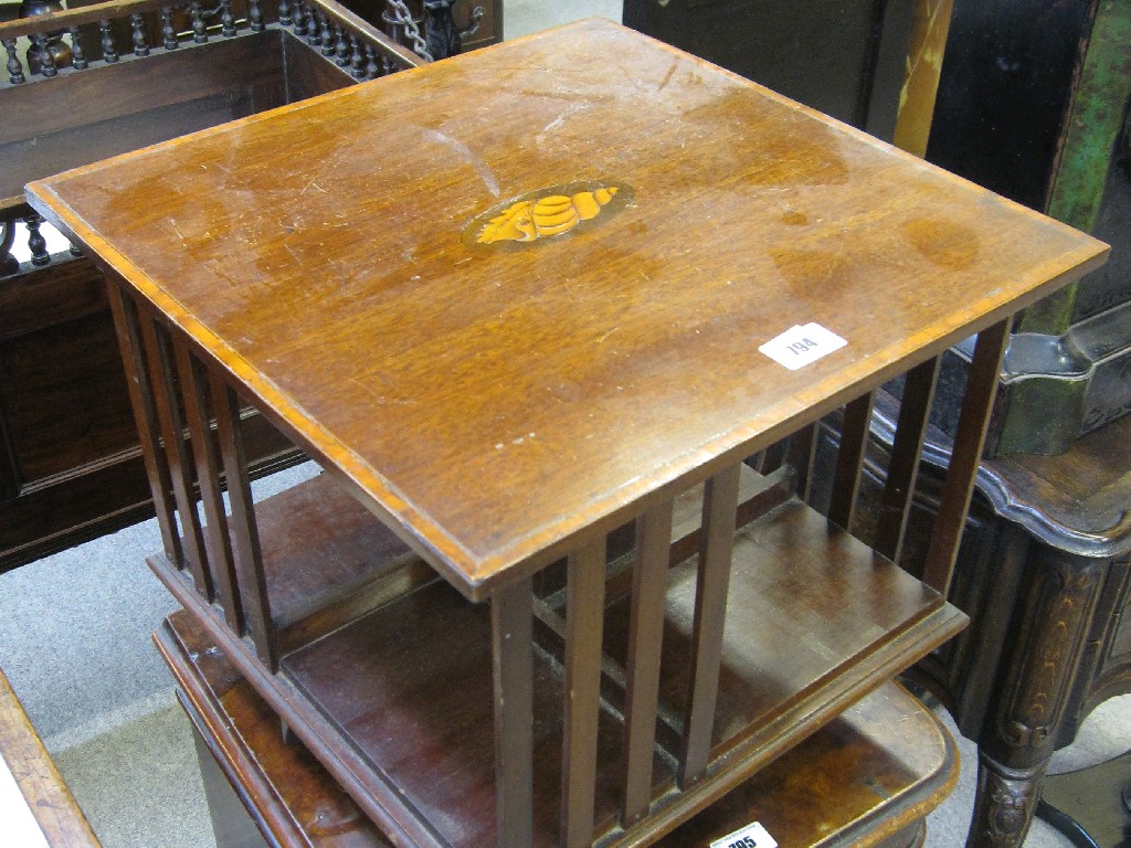 Appraisal: Mahogany and inlaid table top revolving bookcase