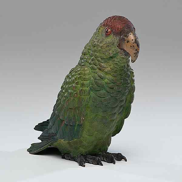 Appraisal: Austrian Cold-Painted Bronze Parrot Austrian early th century A cold-painted