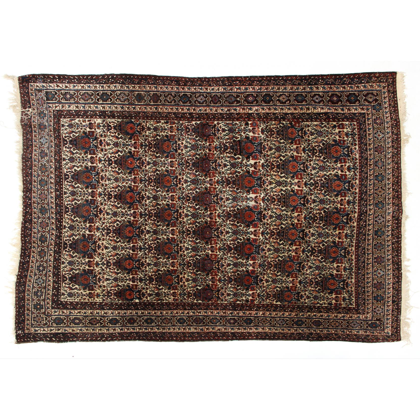 Appraisal: Persian Afshar Area Rug circa ivory field with repeating design