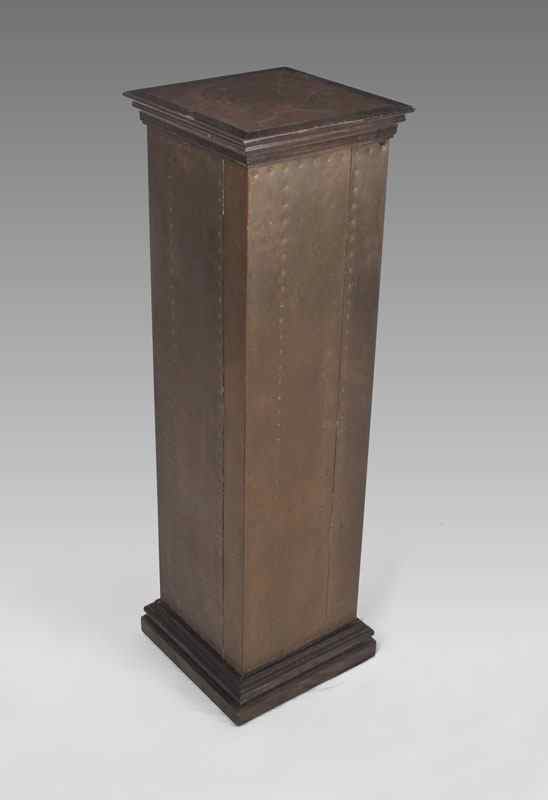 Appraisal: ARTS AND CRAFTS COPPER CLAD PEDESTAL Oak frame with copper