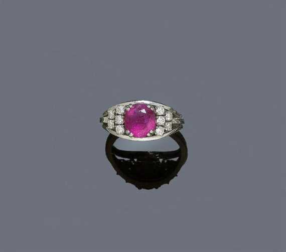 Appraisal: BURMA RUBY AND DIAMOND RING ca White gold Decorative ring