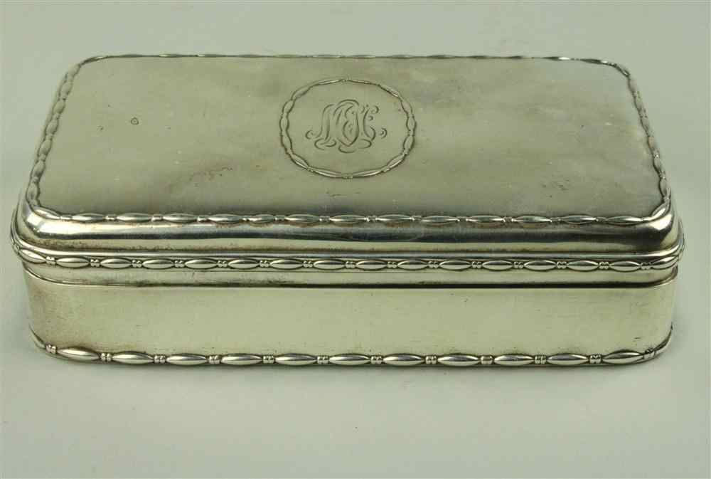 Appraisal: TIFFANY STERLING CIGARETTE BOX Early th century monogrammed and inscribed