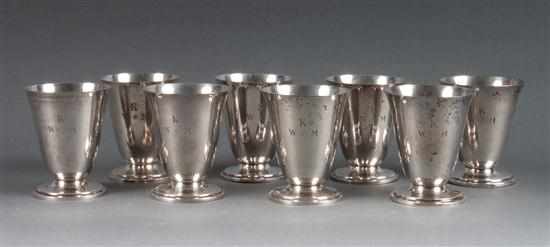 Appraisal: Eight American sterling silver cordials S Kirk Son Baltimore mid