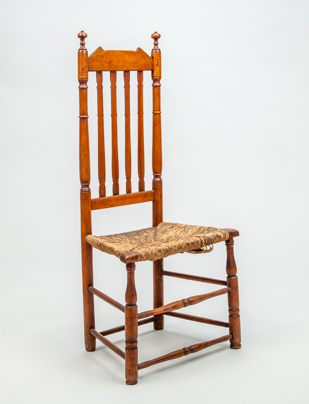 Appraisal: CHERRY AND OAK BANISTER-BACK SIDE CHAIR With rush seat x