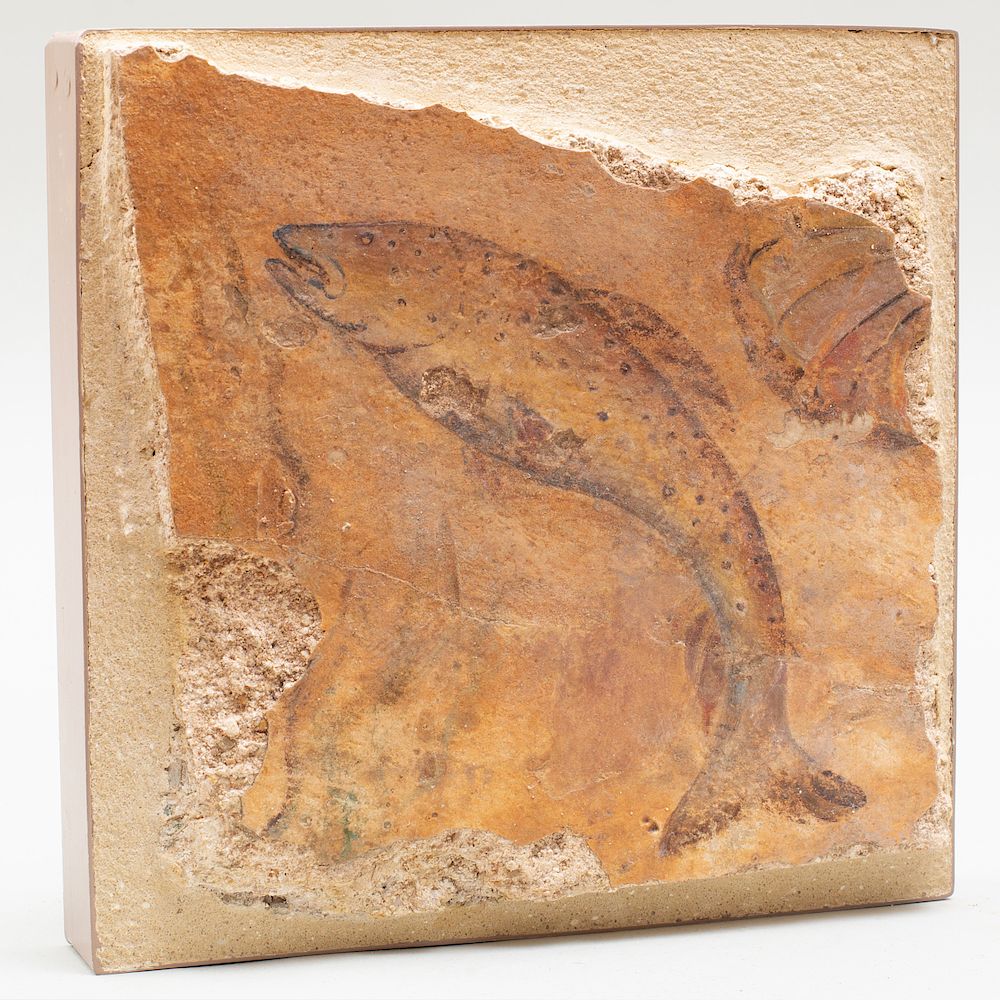 Appraisal: Roman Fragmentary Fresco of a Fish Roman Fragmentary Fresco of