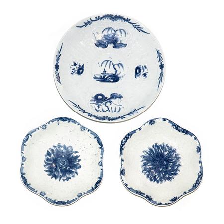 Appraisal: Two Similar Worcester Blue and White Porcelain Dishes Together with